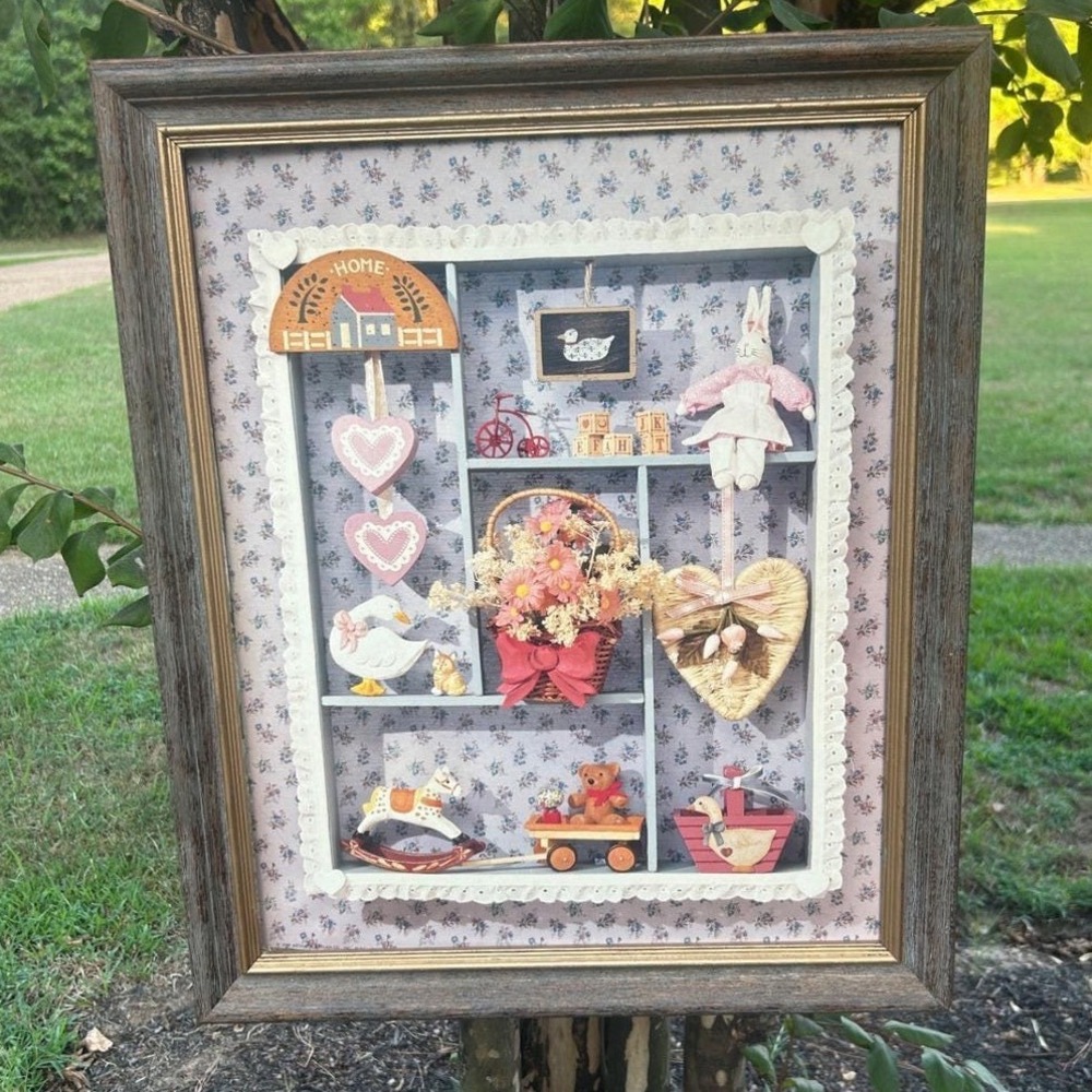 Vtg 89 Arthur Kaplan Cottagecore Nursery Trompe L'oeil Framed Print 16x20 VH6614
